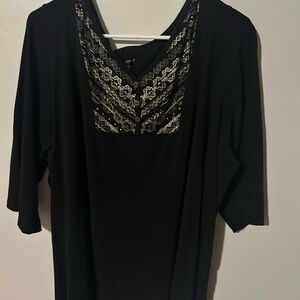 Catherines Black Blouse with Gold Detailing